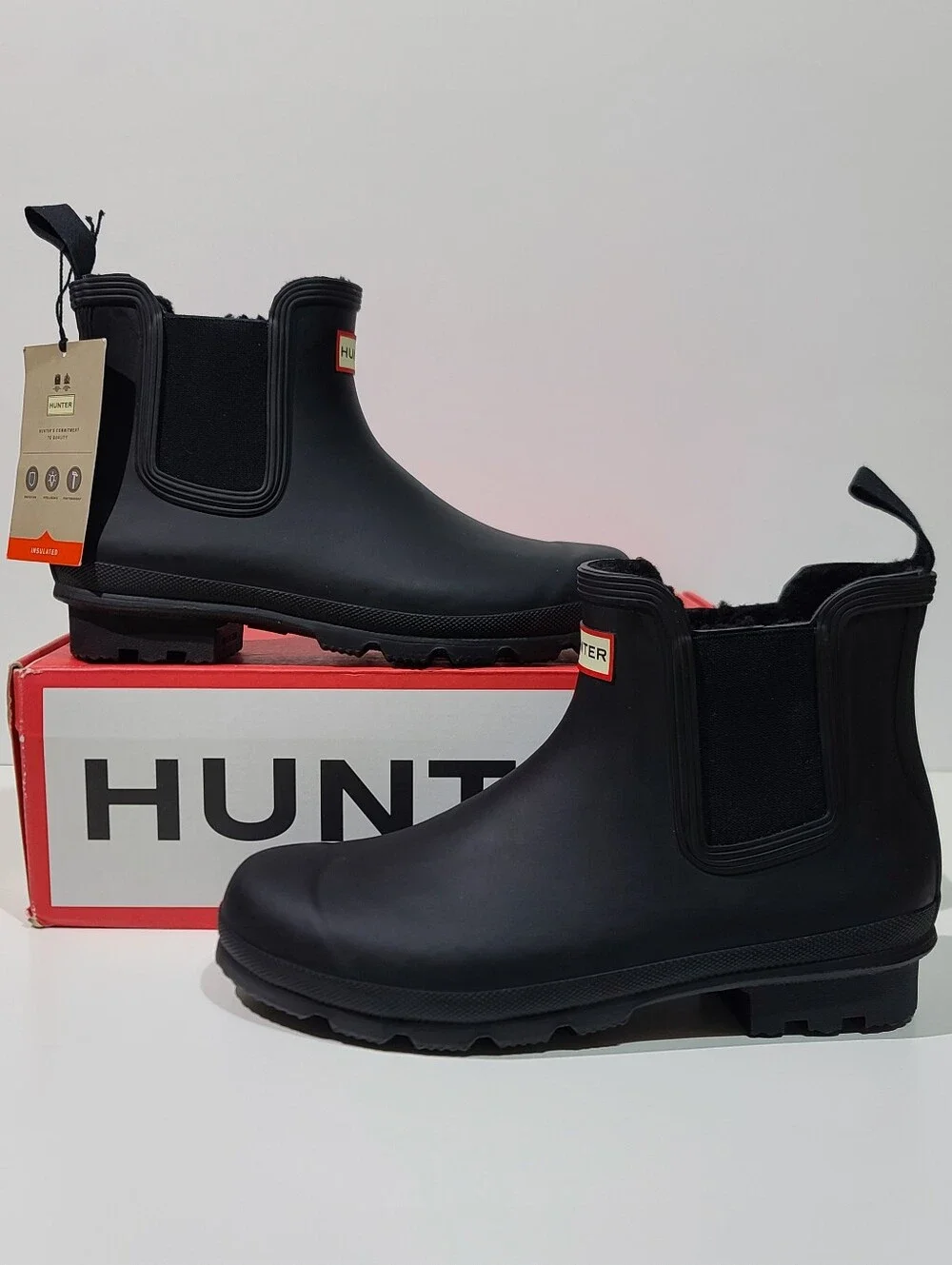 Hunter Original Chelsea Insulated Rain Boots - Black / US Men's 9 New